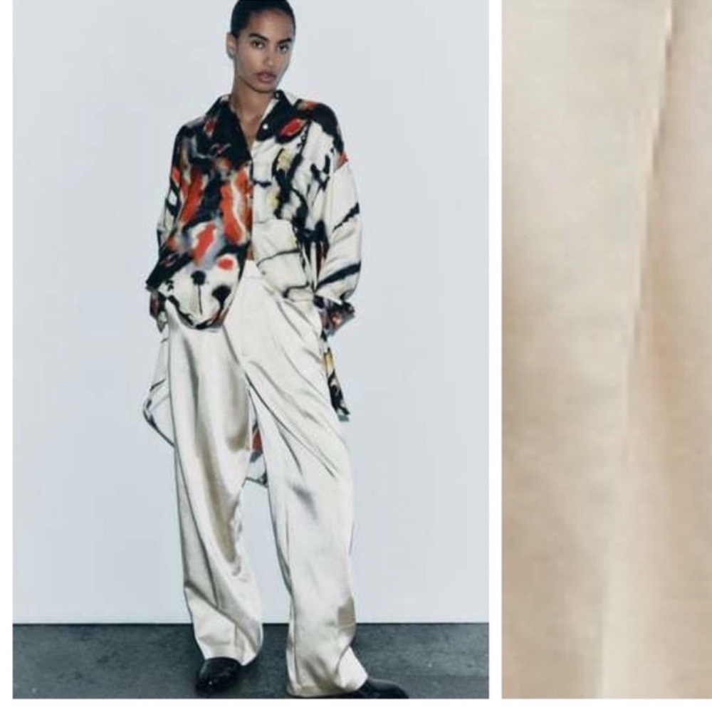 Zara DARTED SATIN EFFECT PANTS